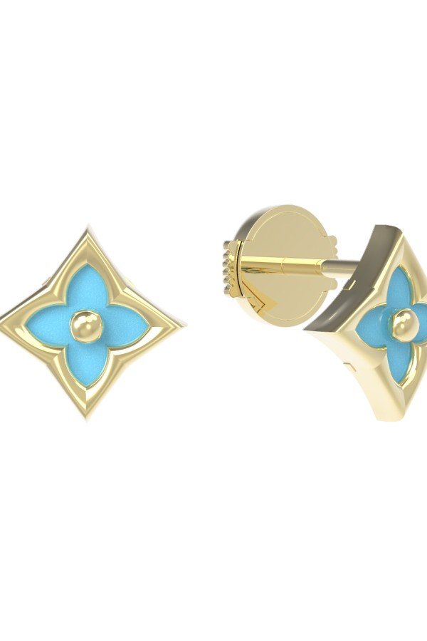 Серьги из лимонного золота c бирюзой