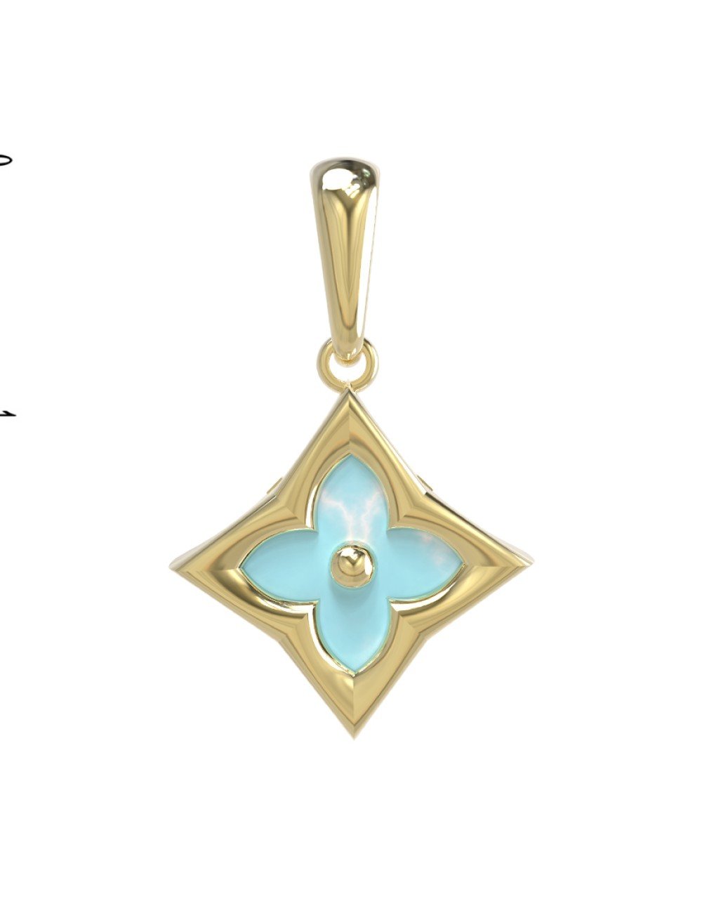 Подвеска из лимонного золота c бирюзой