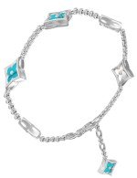 Браслет из белого золота c бирюзой и перламутром