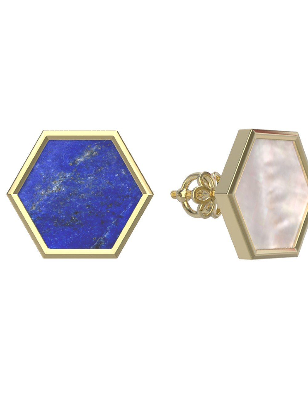 Серьги из лимонного золота c лазуритом и перламутром