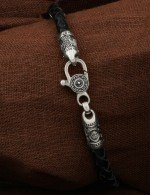 Браслет из белого золота c кожаным шнурком