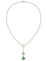 Колье из золота c бриллиантами, малахитом и перламутром