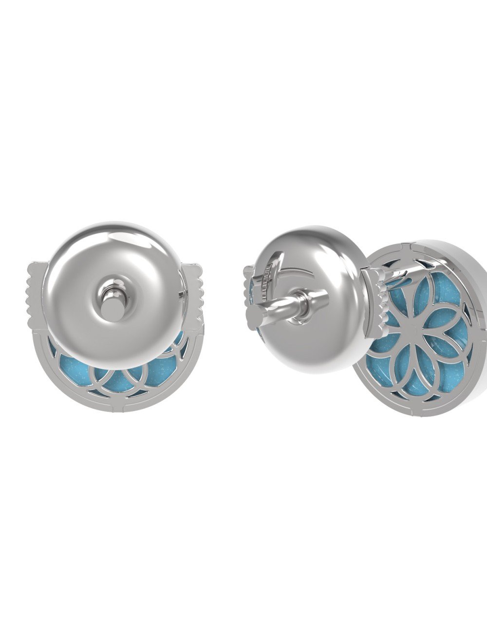 Серьги из белого золота c бирюзой