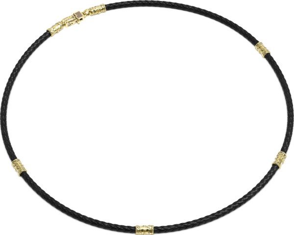 Гайтан из лимонного золота c кожаным шнурком