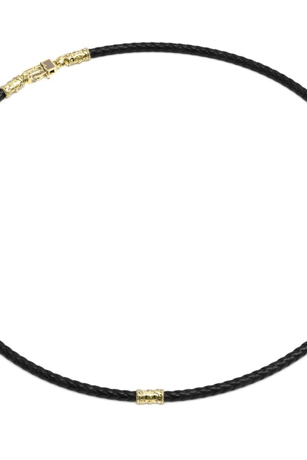 Гайтан из лимонного золота c кожаным шнурком