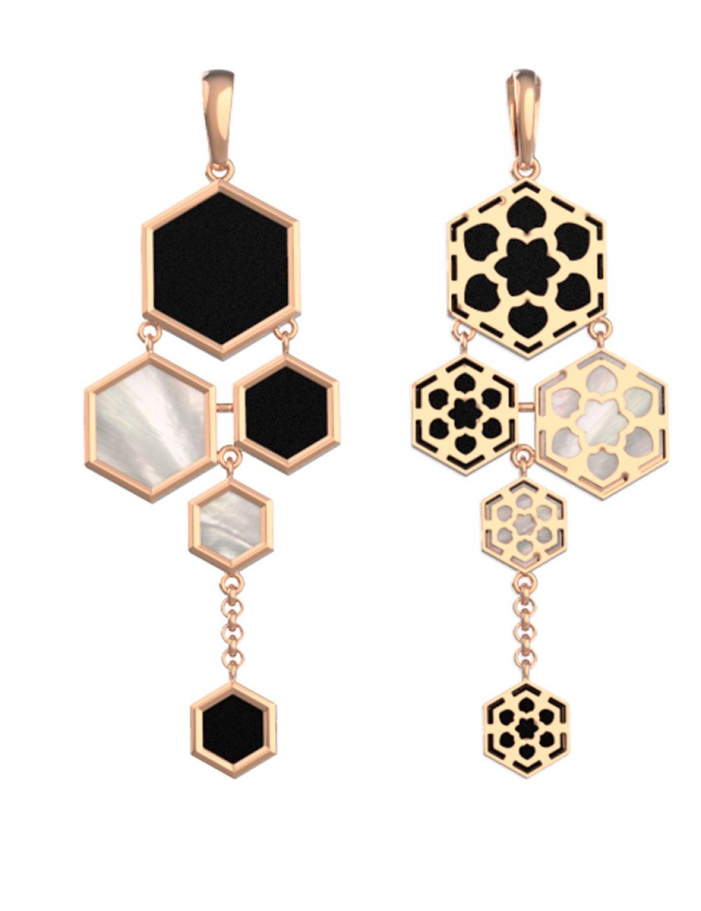 Подвеска из золота c ониксом и перламутром