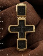 Крест из лимонного золота c эбеновым деревом