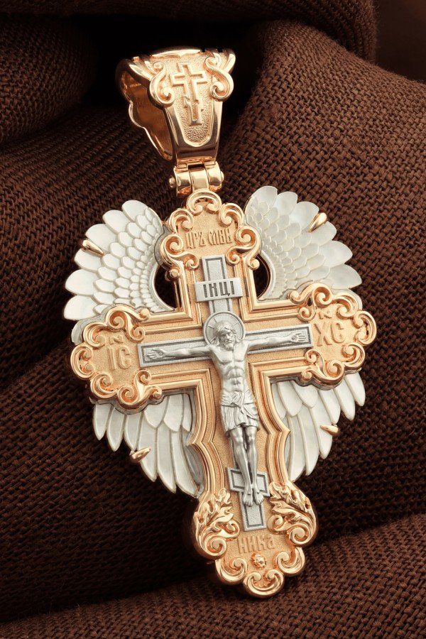 Крест из золота c перламутром