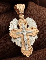 Крест из золота c перламутром