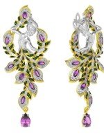 Серьги из лимонного золота c фианитом и аметистом