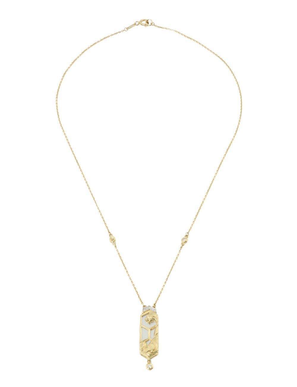 Колье из лимонного золота c бриллиантами и перламутром