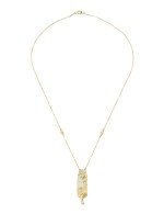 Колье из лимонного золота c бриллиантами и перламутром