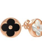 Серьги из золота c ониксом и перламутром