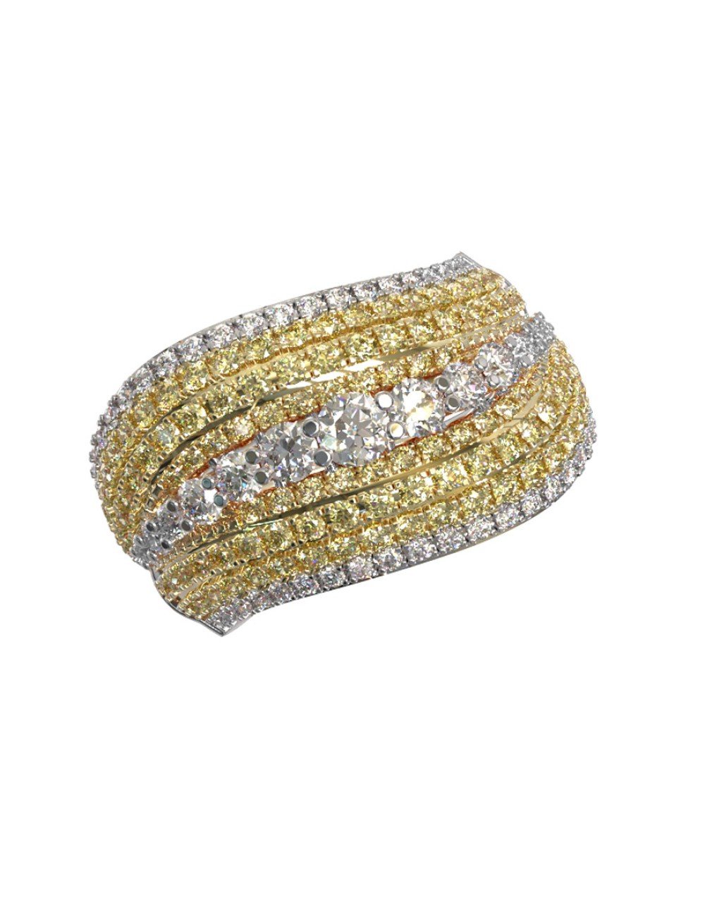 Кольцо из лимонного золота c бриллиантами и сапфиром