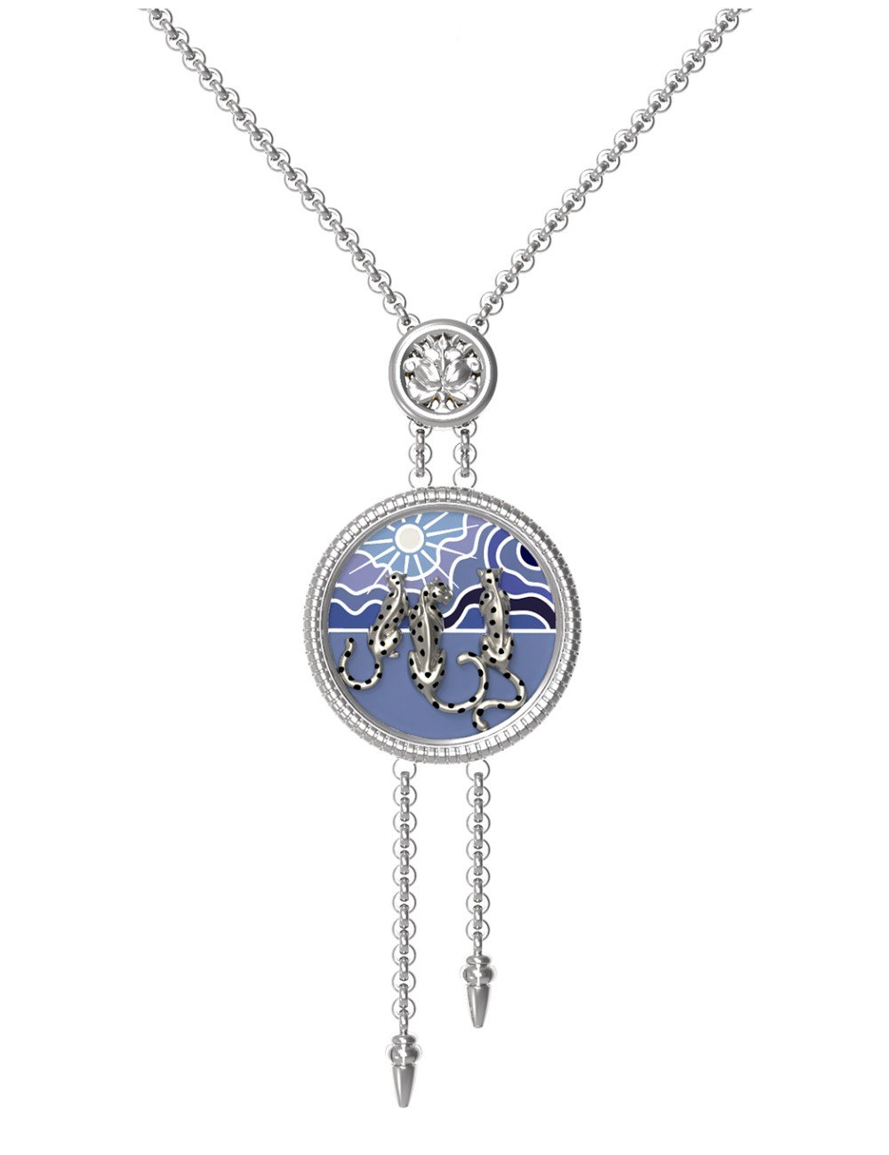 Колье из белого золота c эмалью