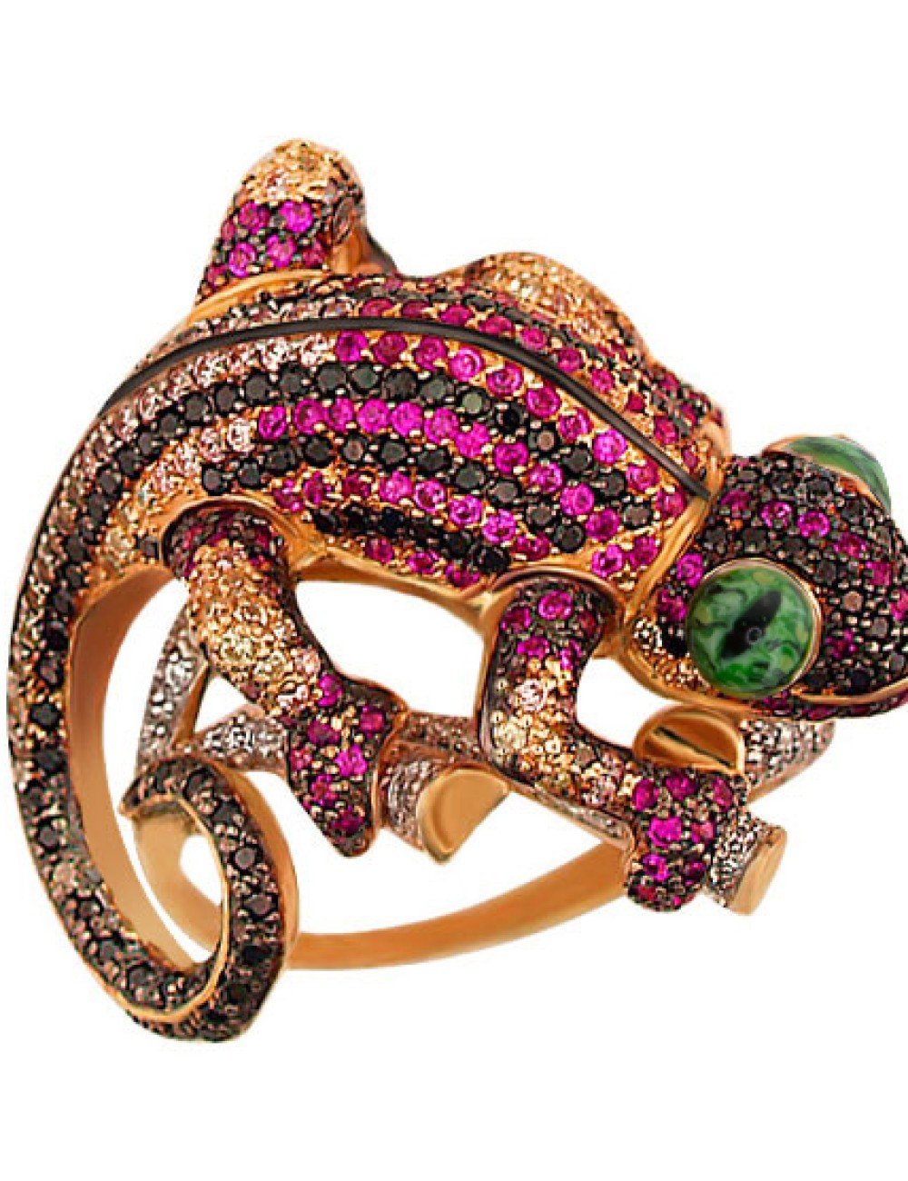 Кольцо из золота c эмалью и фианитом