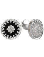 Серьги из белого золота c ониксом и перламутром