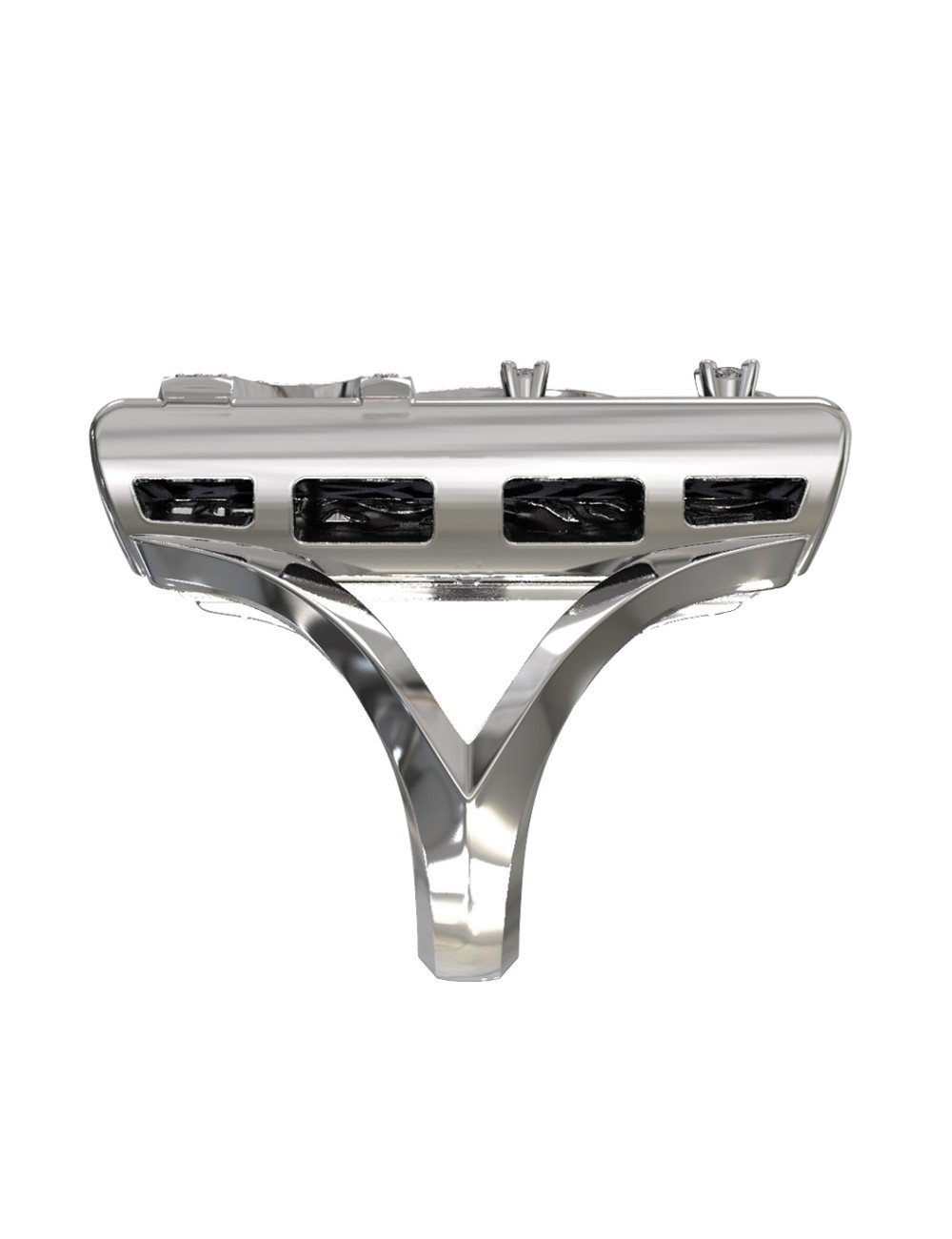 Кольцо из белого золота c бриллиантами и ониксом