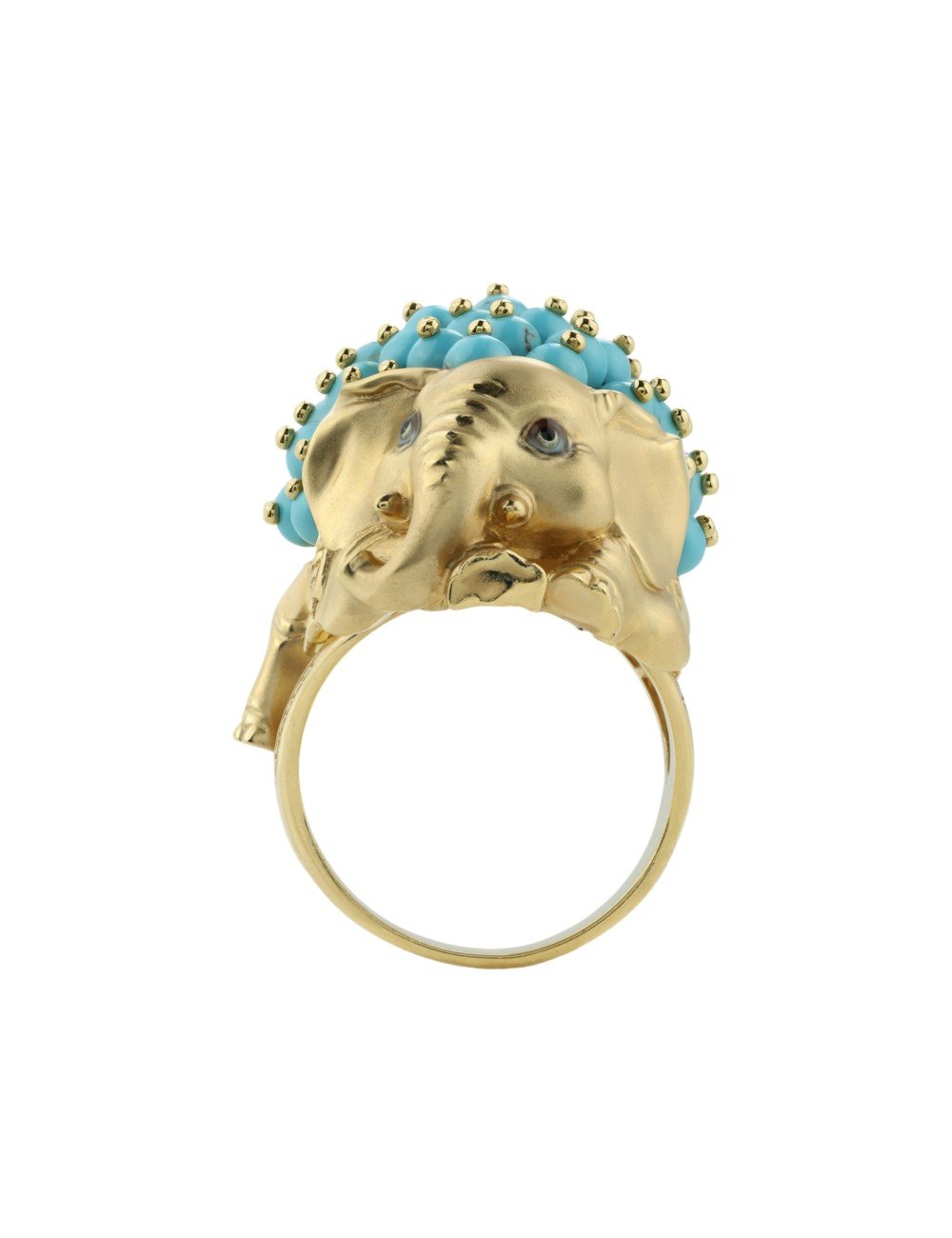 Кольцо из лимонного золота c эмалью и бирюзой