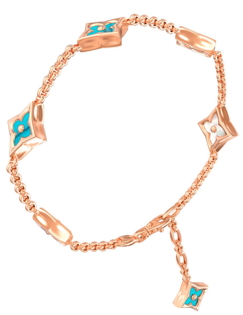 Браслет из золота c бирюзой и перламутром