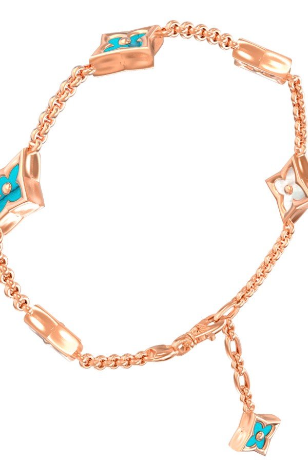 Браслет из золота c бирюзой и перламутром