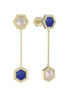 Серьги из лимонного золота c лазуритом и перламутром