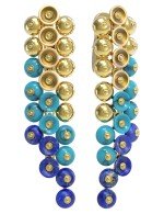 Серьги из лимонного золота c бирюзой и лазуритом