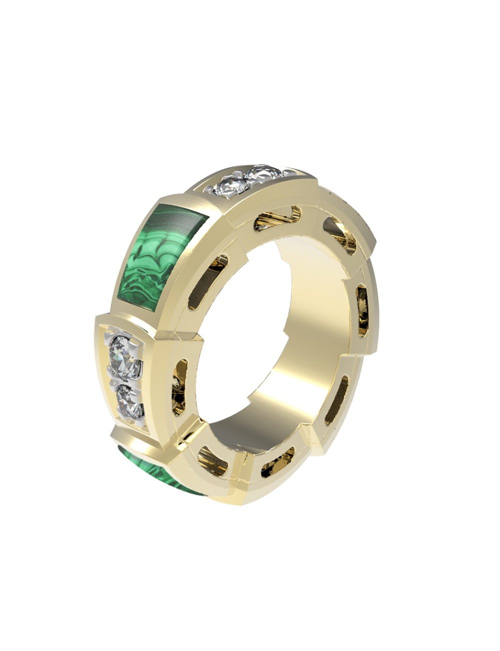 Подвеска из лимонного золота c бриллиантами и малахитом