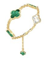 Браслет из лимонного золота c малахитом и перламутром