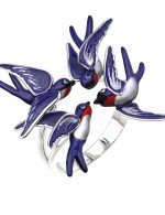 Кольцо из белого золота c эмалью