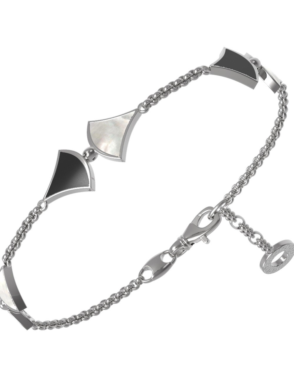 Браслет из белого золота c ониксом и перламутром