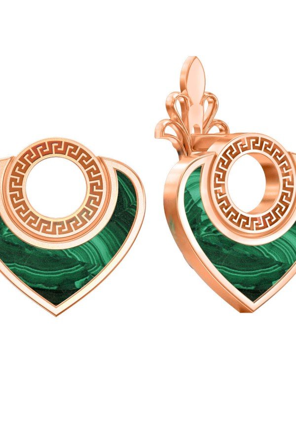 Серьги из золота c малахитом