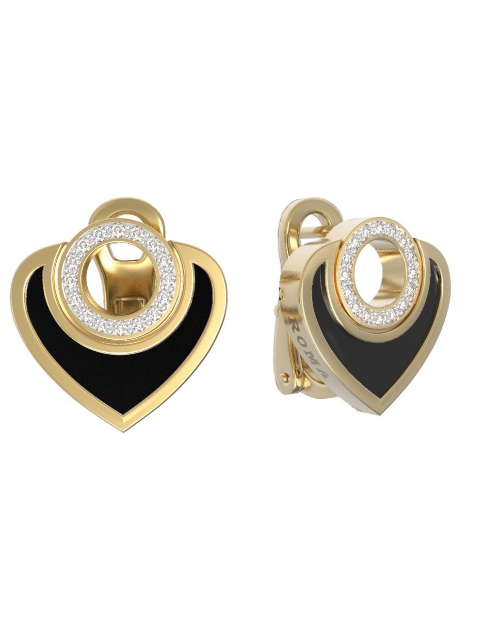 Серьги из лимонного золота c бриллиантами и ониксом