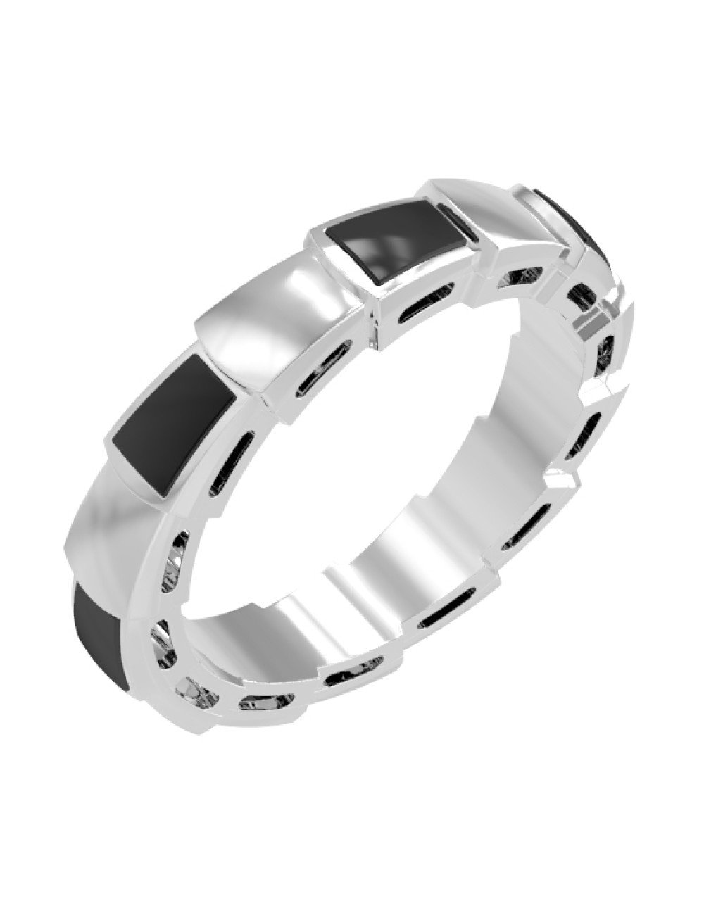 Кольцо из белого золота c ониксом