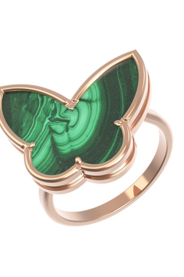 Кольцо из золота c малахитом