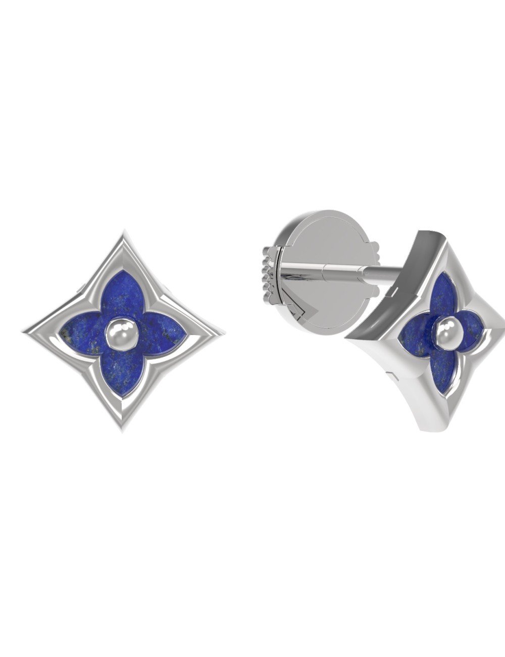 Серьги из белого золота c лазуритом
