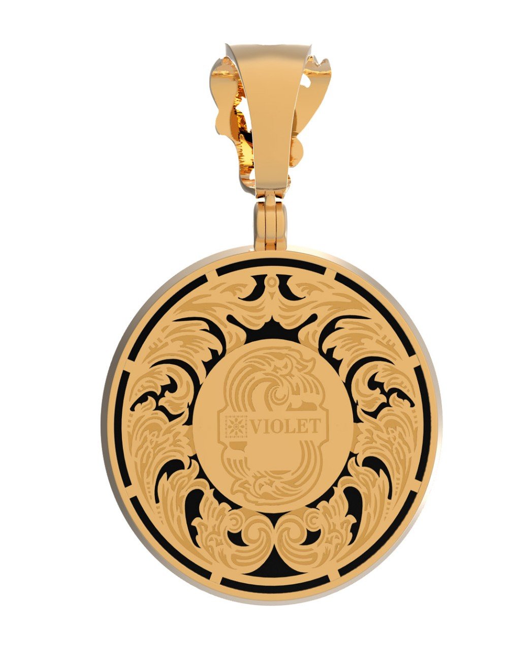 Подвеска из золота c эмалью и ониксом