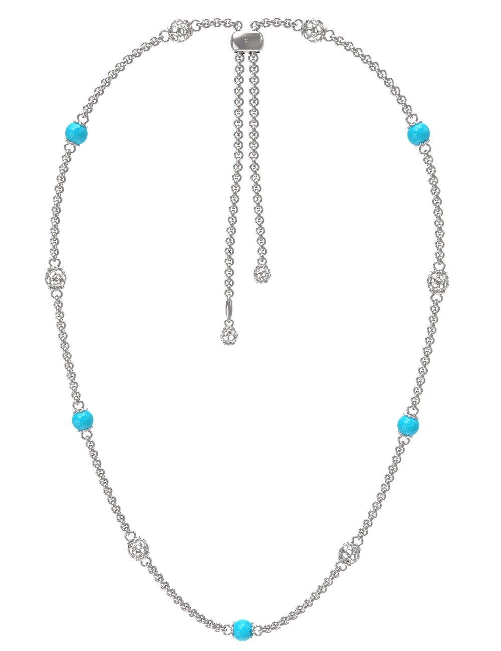 Колье из белого золота c бирюзой