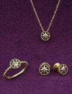 Серьги из лимонного золота c бриллиантами и лазуритом