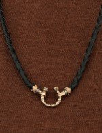 Гайтан из золота c кожаным шнурком