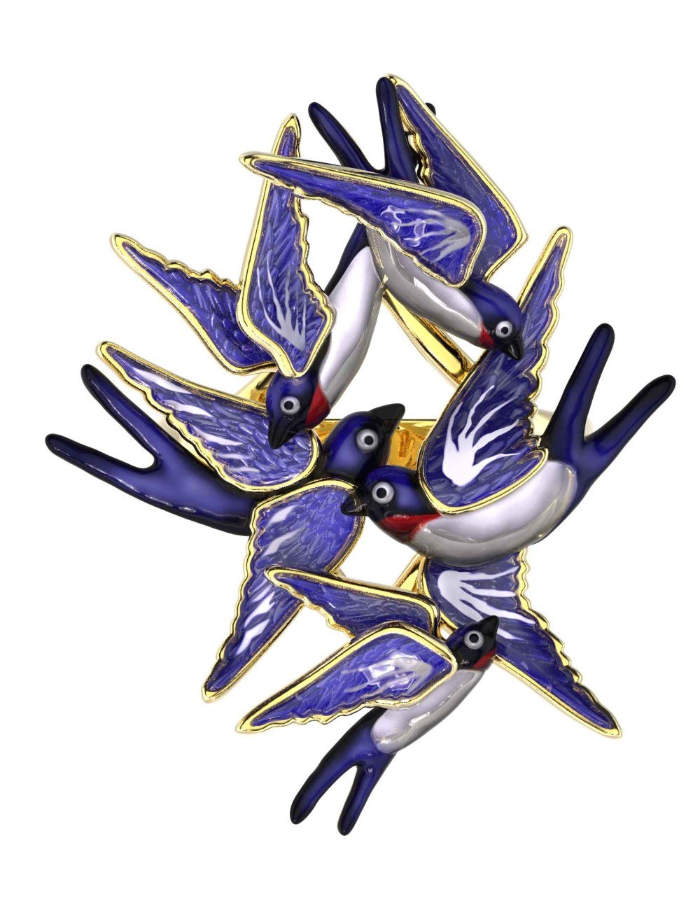 Кольцо из лимонного золота c эмалью