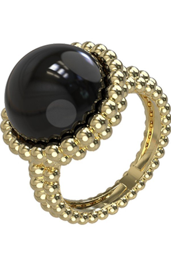 Кольцо из лимонного золота c ониксом