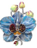 Кольцо из белого золота c эмалью