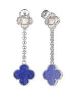 Серьги из белого золота c лазуритом и перламутром