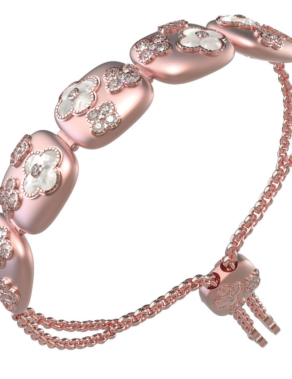 Браслет из розового золота c бриллиантами и перламутром