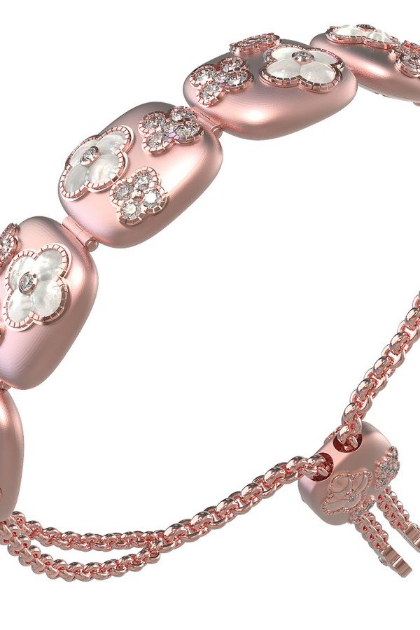 Браслет из розового золота c бриллиантами и перламутром