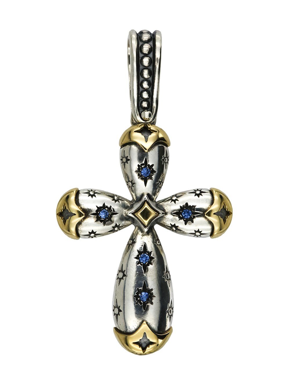 Крест из серебра и золота c фианитом