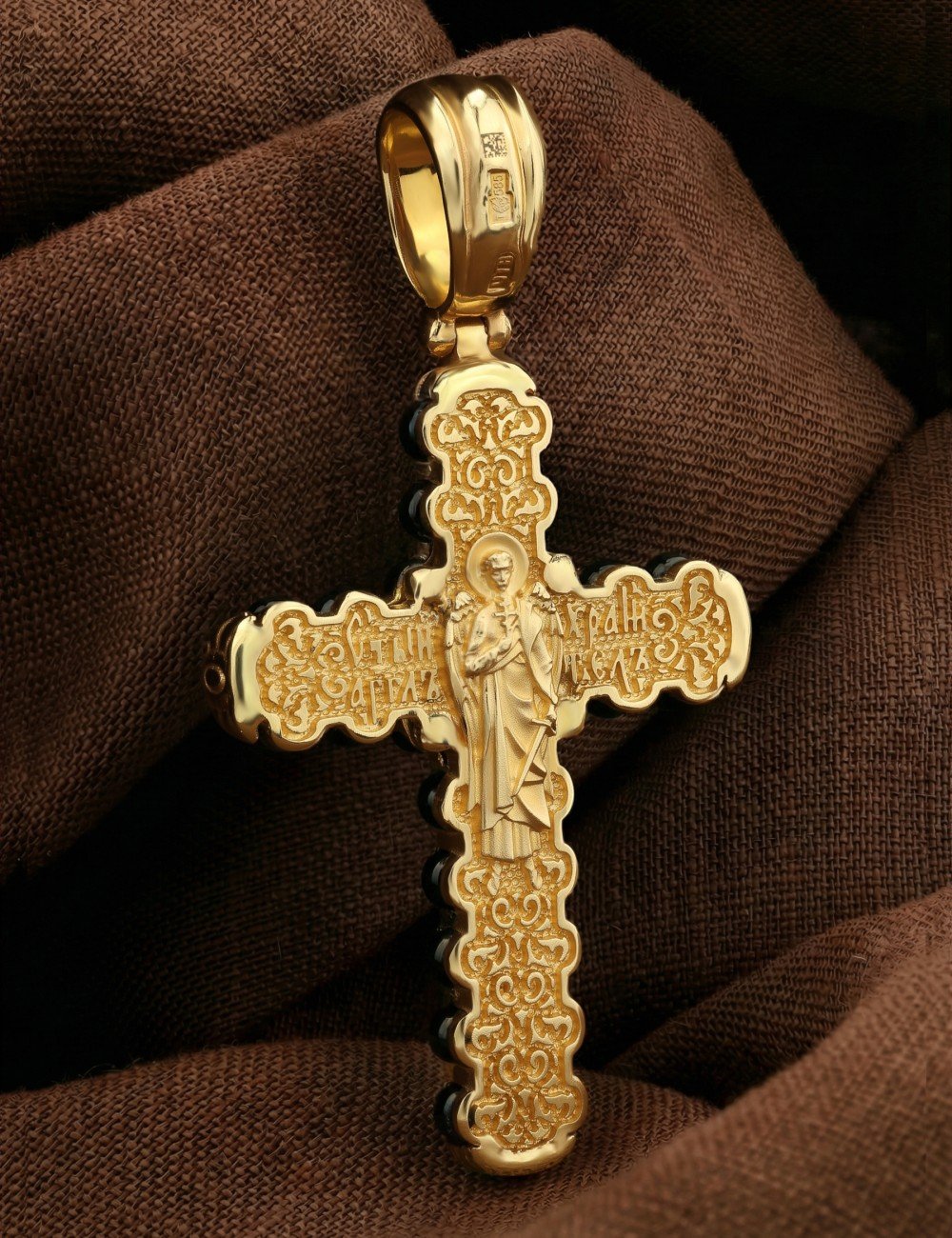 Крест из лимонного золота c ониксом