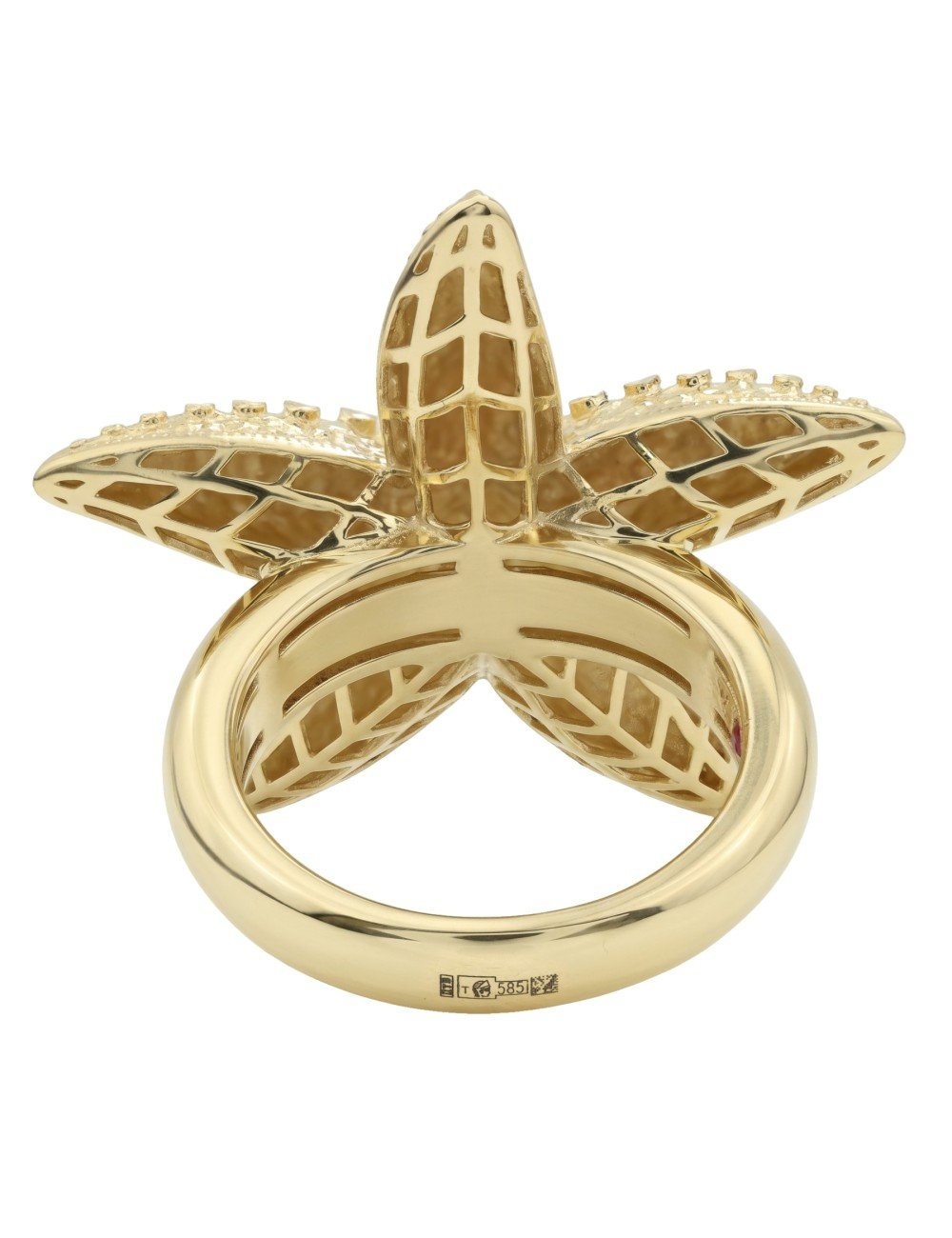 Кольцо из лимонного золота c рубином