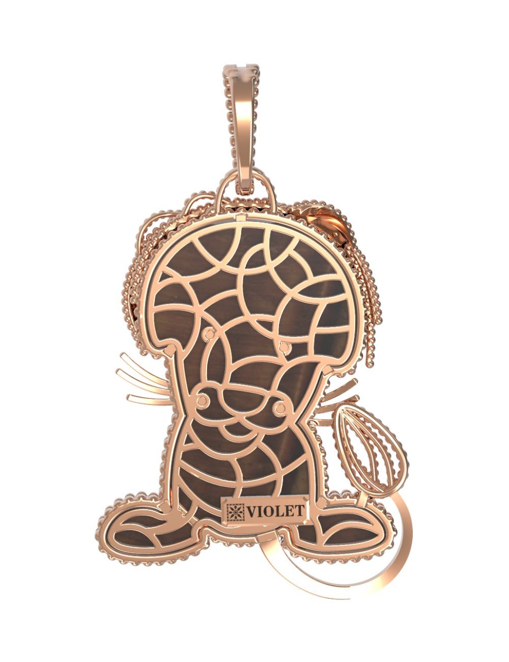 Подвеска из золота c эмалью и тигровым глазом